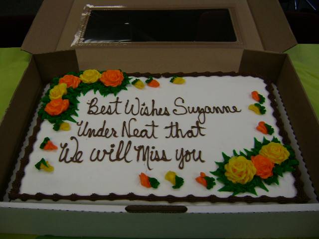  Wishes Suzanne" and underneath that write "We will miss you."