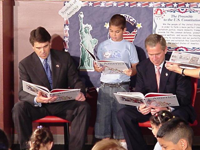 george w bush book upside down. President George W. Bush and