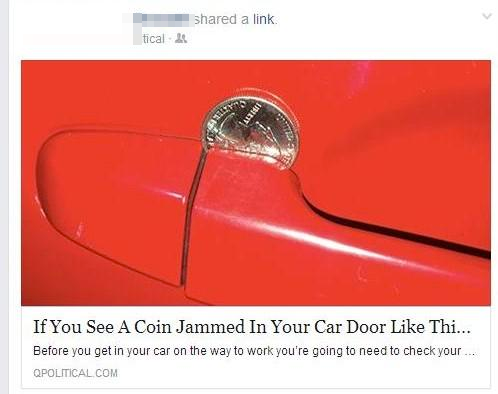 coin in car door
