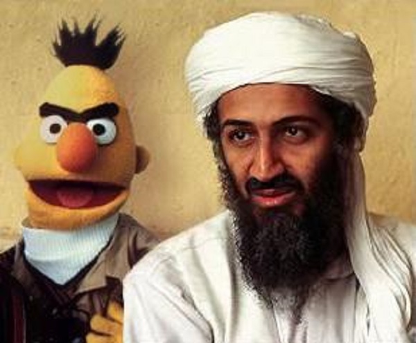 Bert the Muppet from Sesame Street and Obama bin Laden