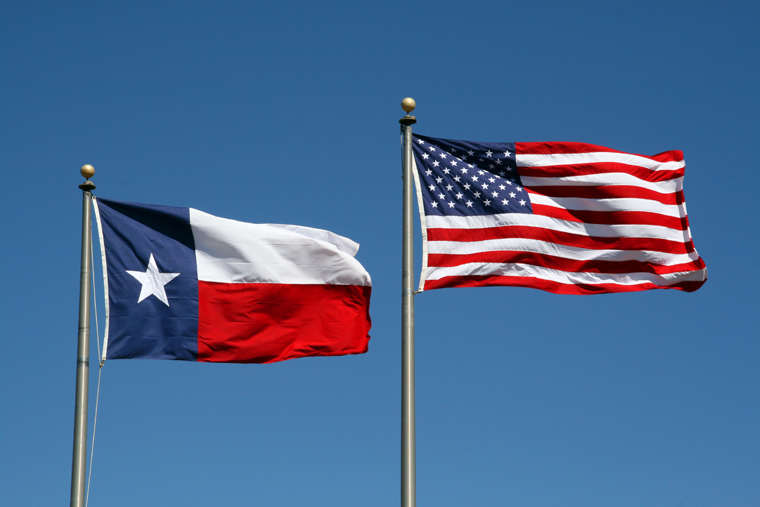 Texas and U.S. flags