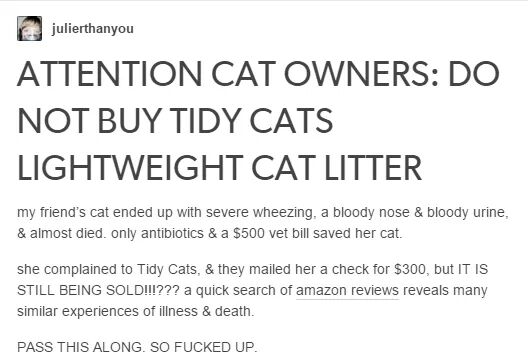tidy cats breathing problems