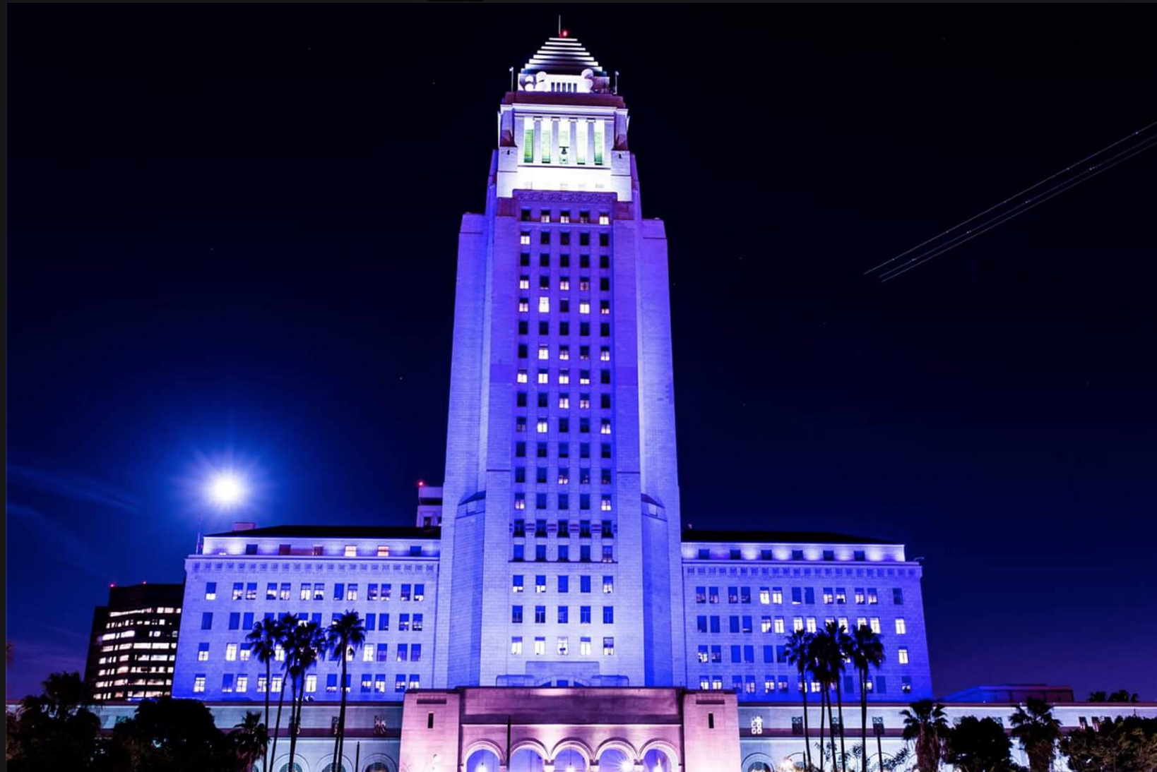 Los Angeles City Hall purple