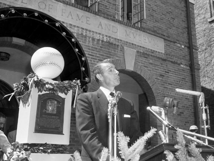 Joe DiMaggio at the National Baseball Hall of Fame