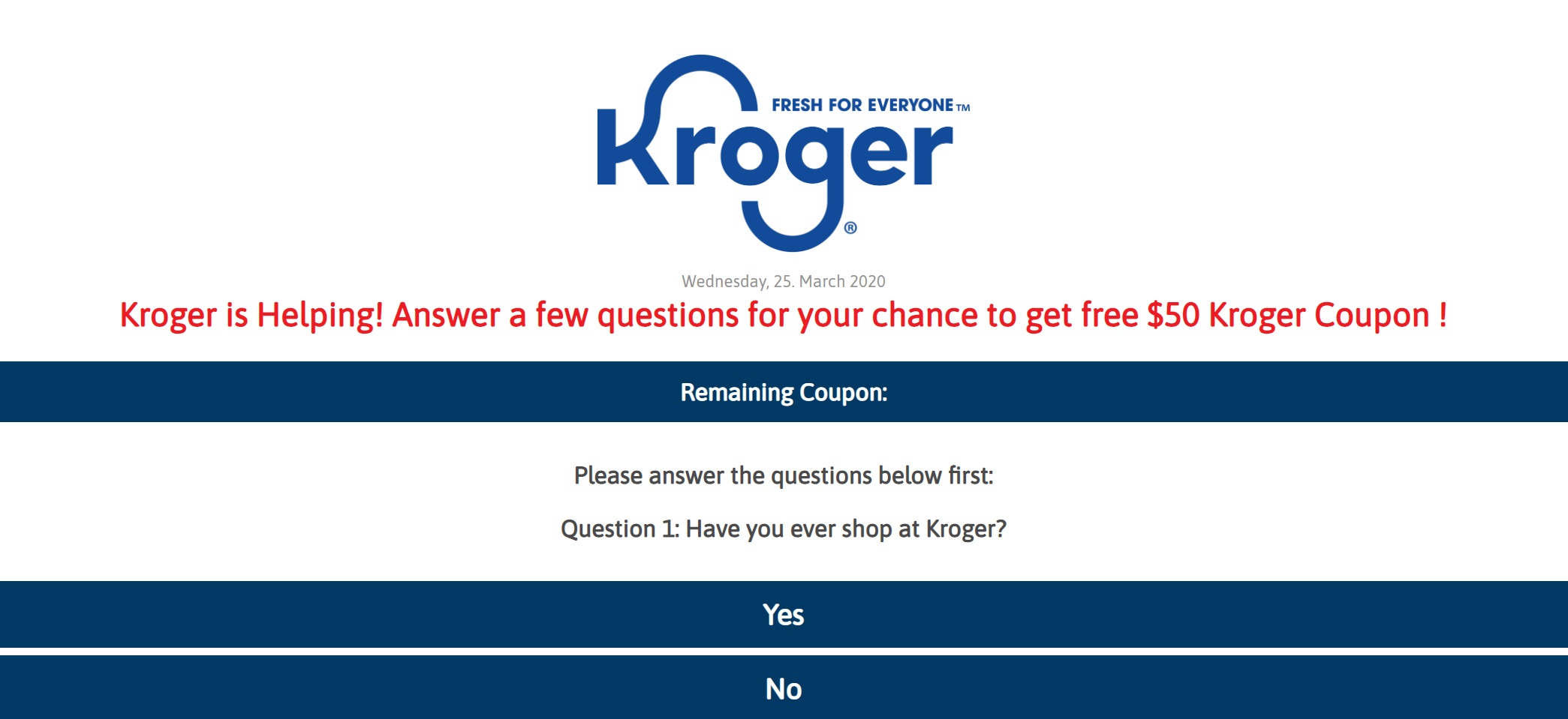 No Kroger Is Not Offering A Free 50 Anniversary Coupon On Facebook