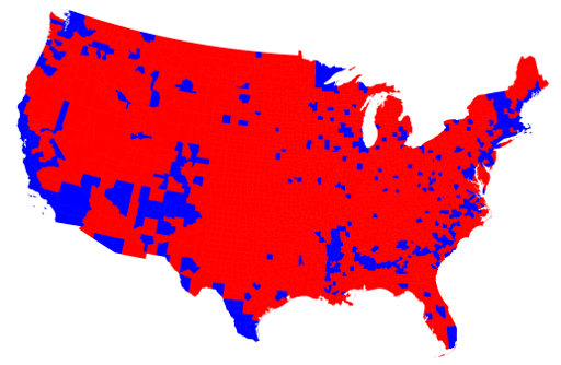Image result for red trump counties 2016