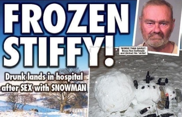 Drunk Man Has Sex With Snowman