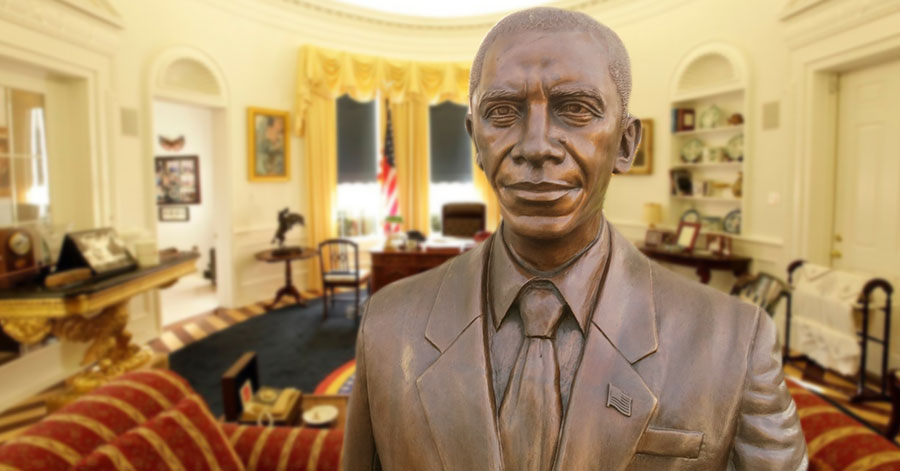 Mr President Barack Obama Bronze Figurine Miniature Statue 8"H New 
