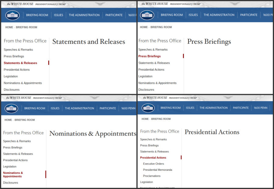 white house pages