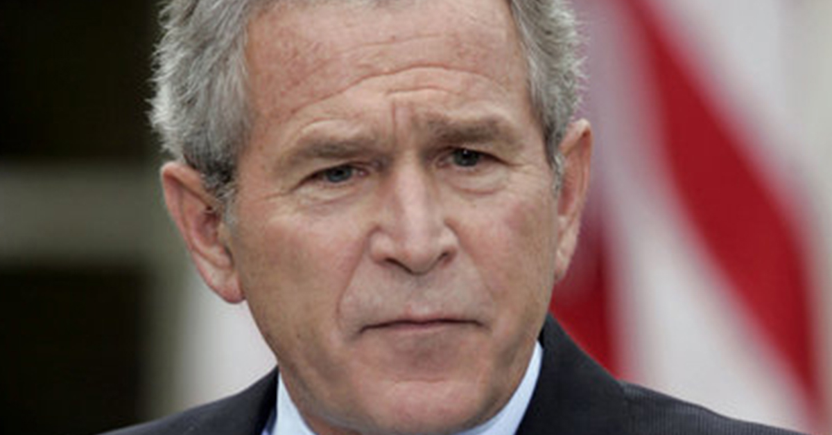 Former U.S. President George W. Bush frowning
