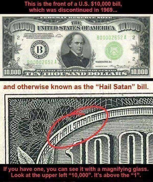 Fact Check Were The Words Hail Satan Hidden On The United States 10 000 Bill