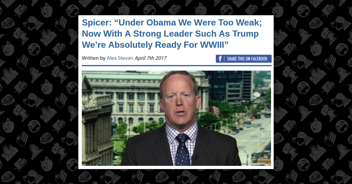Sean Spicer with Fake News headline