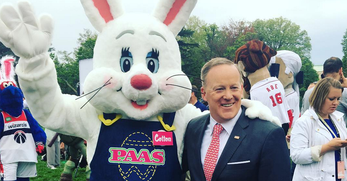 Sean Spicer with Easter Bunny