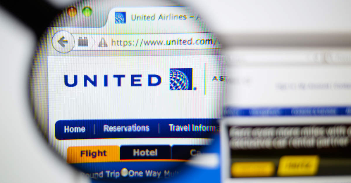Magnified view of United Airlines website