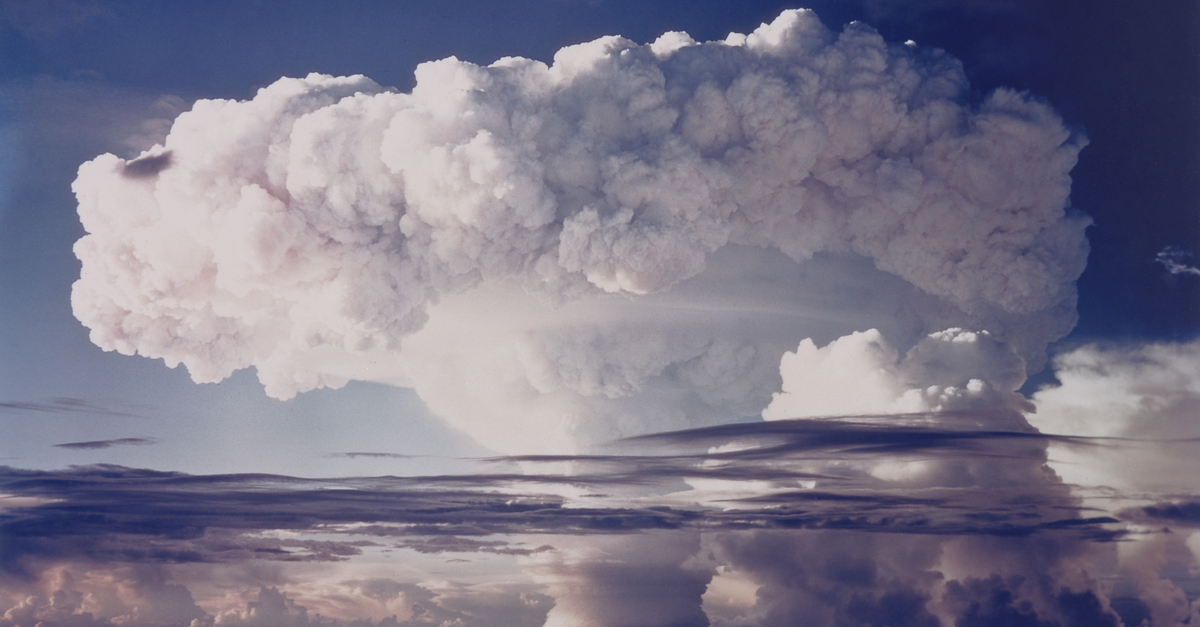 Mushroom cloud from bomb explosion