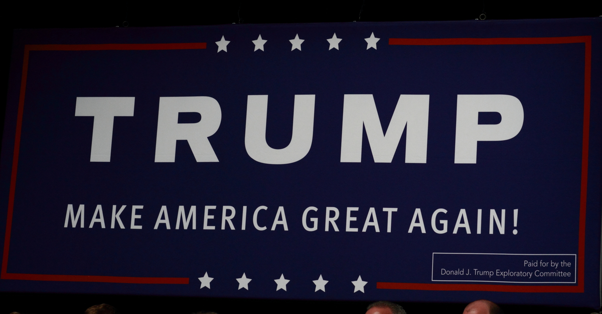Close-up of Trump campaign sign