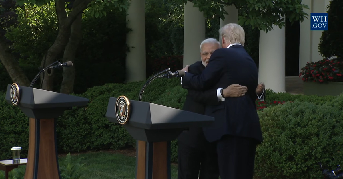 India's prime minister hugs the United States' president