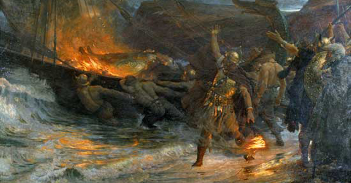 Painting depicting Viking Funeral
