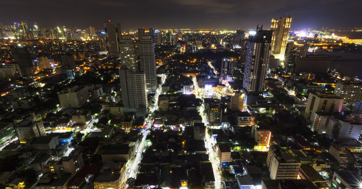 Manila skyline at night from above