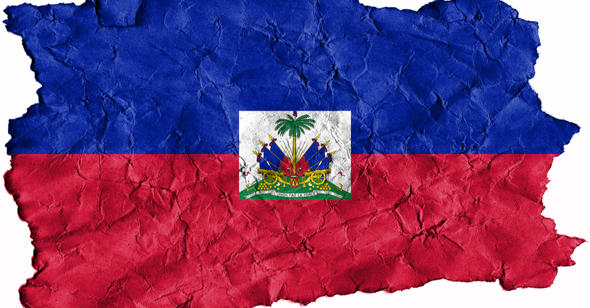Tattered Haitian flag