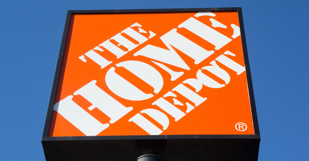 Home Depot sign.