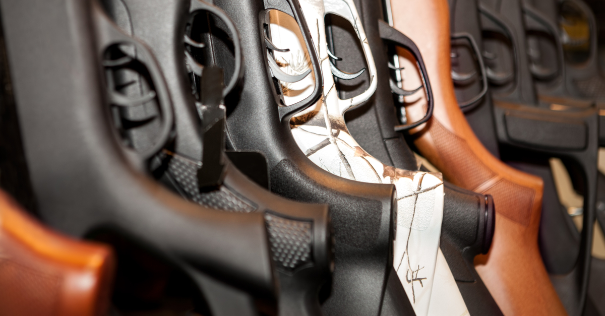 Close-up of gun grips.
