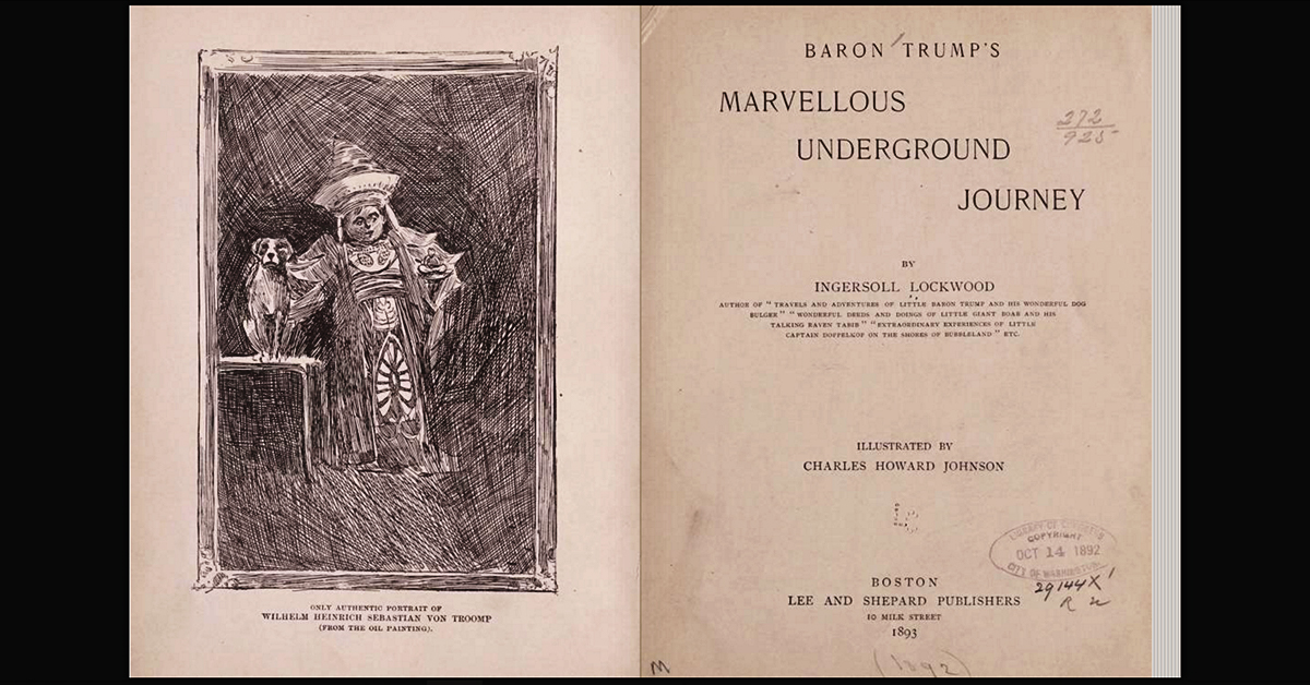Image of old book, "Baron Trump's Marvellous Underground Journey"