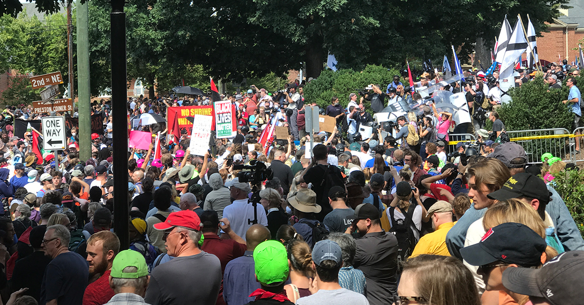 Charlottesville rally crowd scene