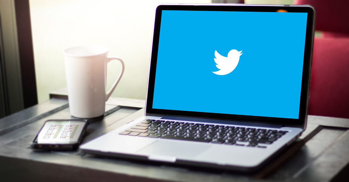 Laptop screen displaying Twitter logo