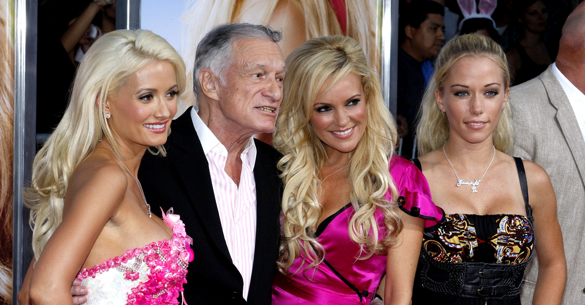 Hugh Hefner, Holly Madison, Bridget Marquardt and Kendra Wilkinson at the Los Angeles premiere of 'House Bunny' held at the Mann Village Theatre in Westwood on August 20, 2008