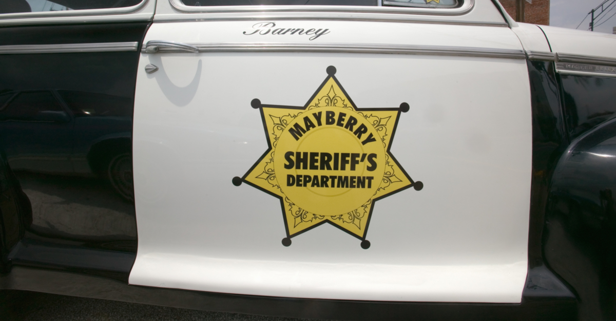 Side of "Mayberry Sheriff's Department" squad car