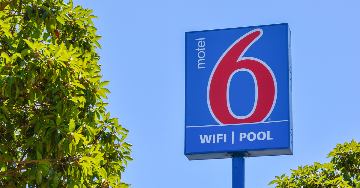 Motel 6 sign, Redwood City, California.
