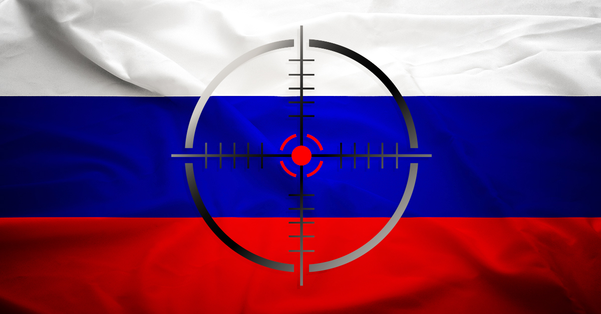 Target over Russia flag.