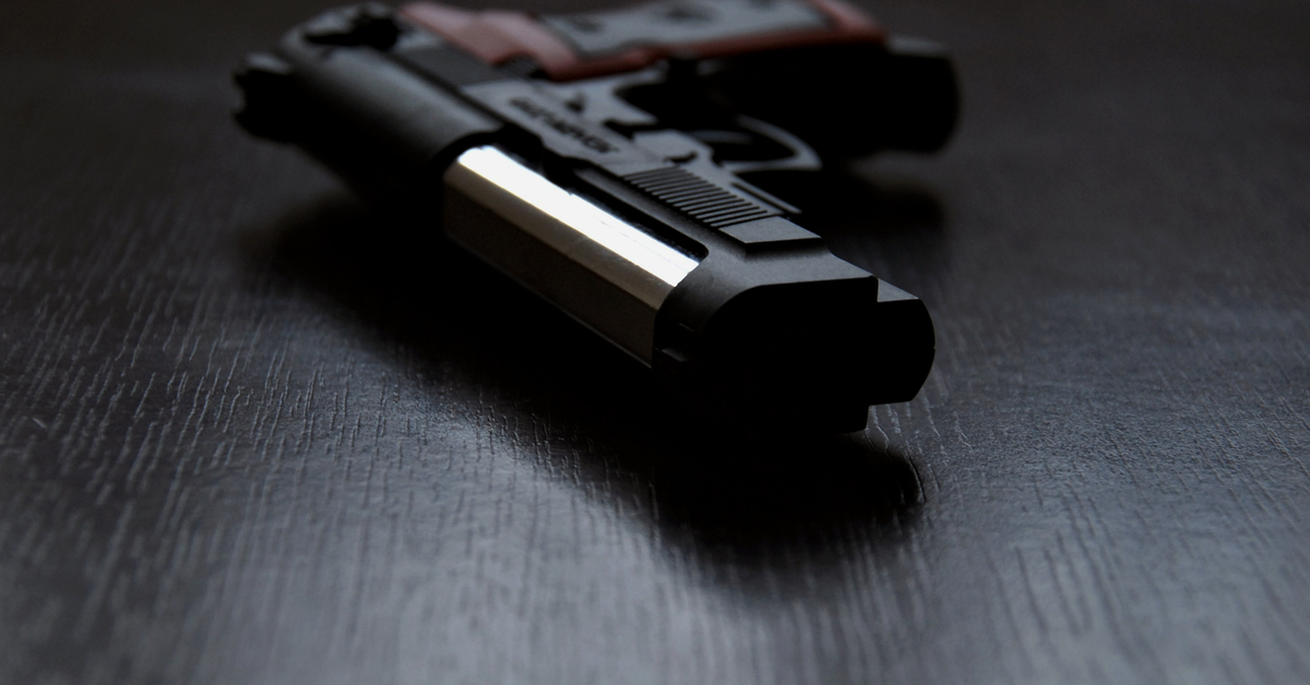 Close-up of a gun.