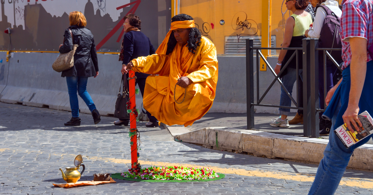 "Levitating" street performer.