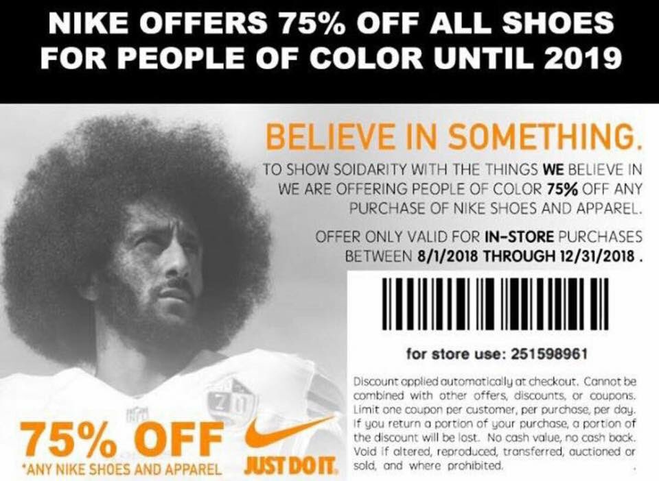 Did Nike Offer 'People of Color' a 75 Percent Off Coupon?
