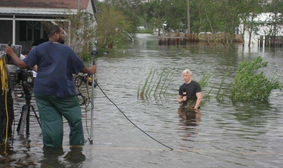 Image result for Camera showing guy standing in flood waters