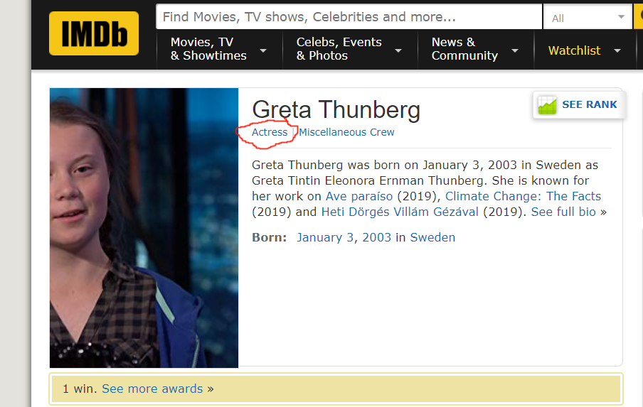 Image result for Greta Thunberg: ‘actress