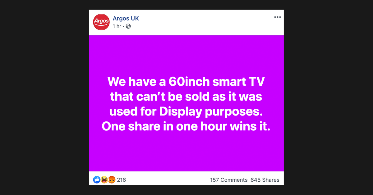 Is Argos Uk Giving Away Free Stuff On Its Facebook Page