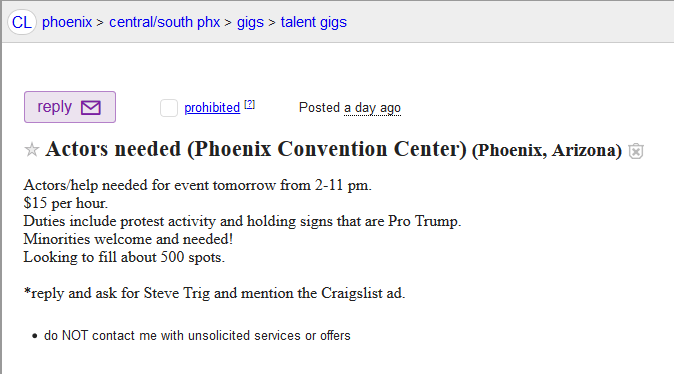 actors needed phoenix convention center craigslist ad