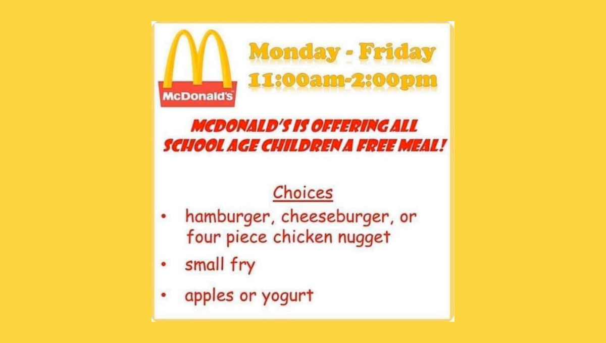 mcdonalds free kids meals