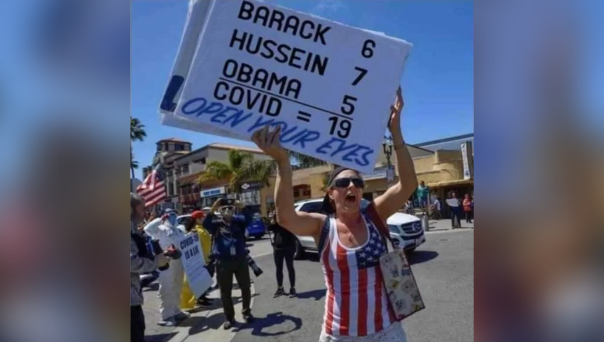 Is This 'Barack + Hussein + Obama = COVID-19' Protest Sign Real?