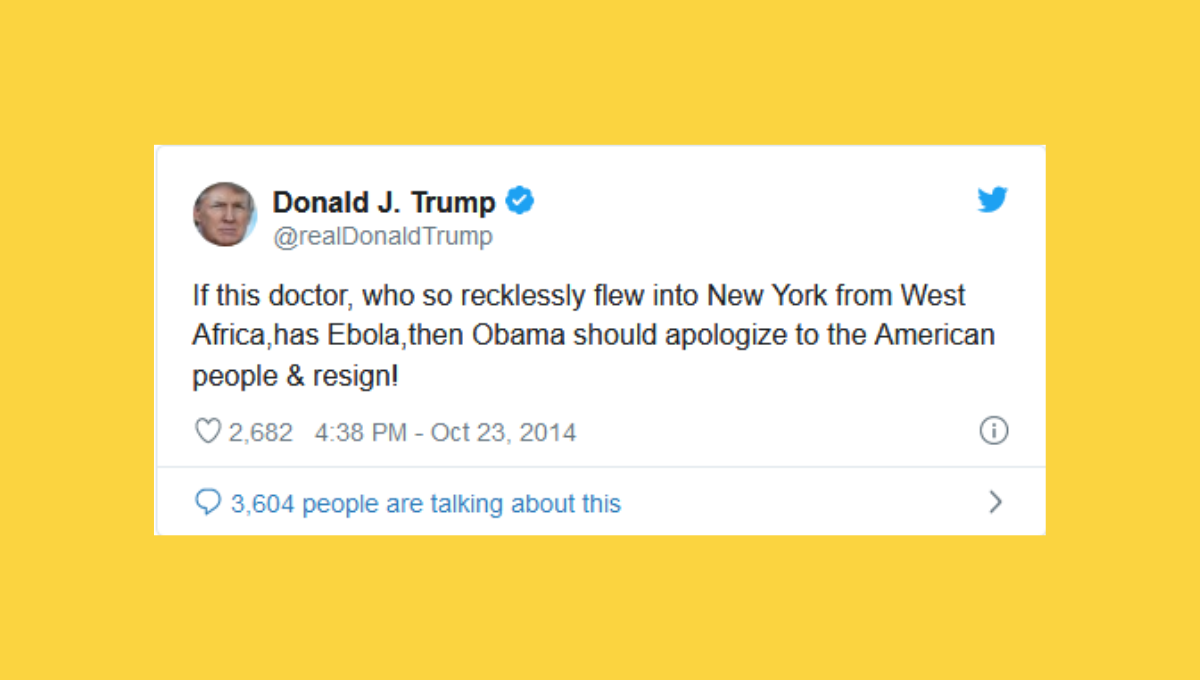 Did Trump Call for Obama to Resign After Ebola Doctor Returned to ...