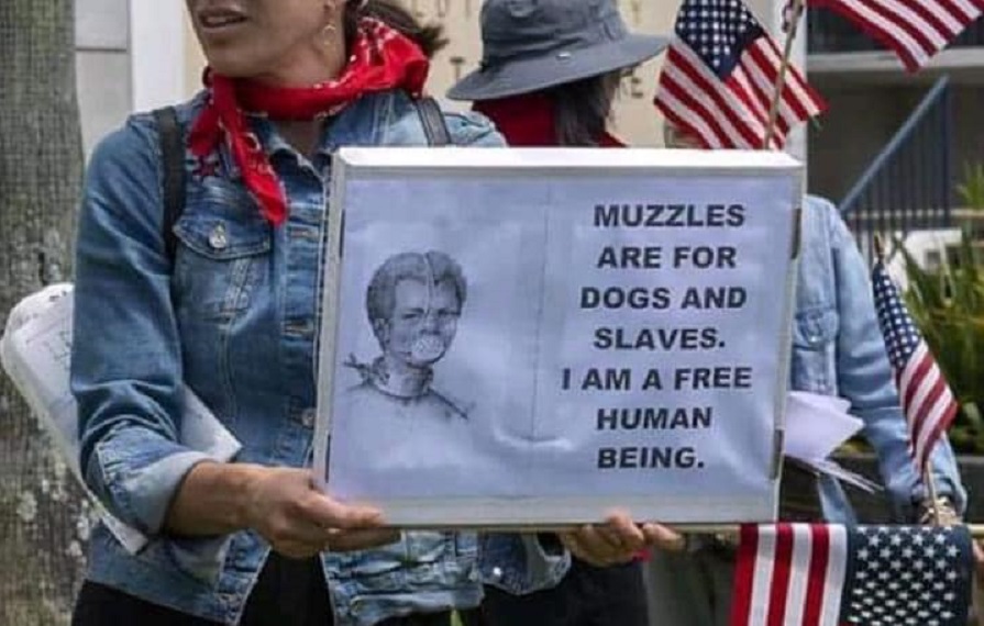 Is This 'Muzzles Are for Dogs and Slaves' Protest Sign Real?