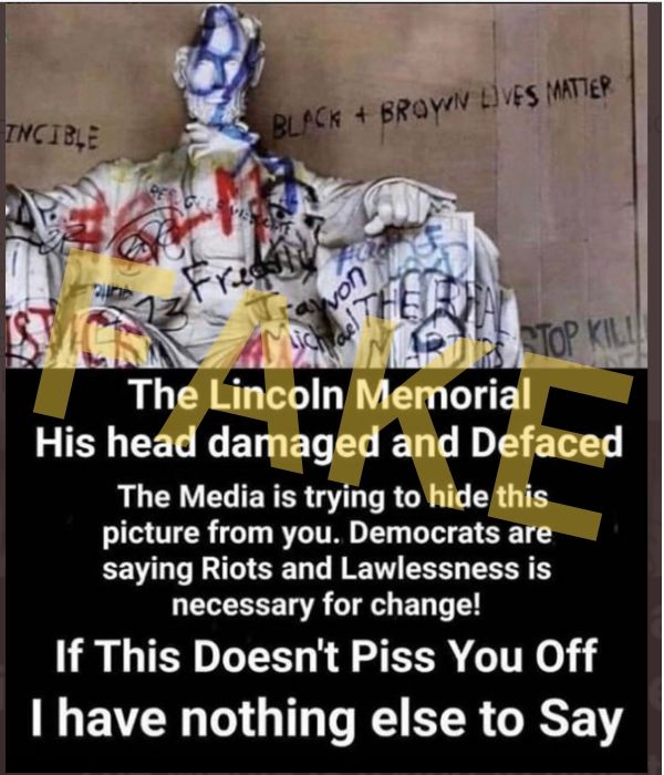 Is This A Photo Of The Lincoln Memorial After Being Defaced By