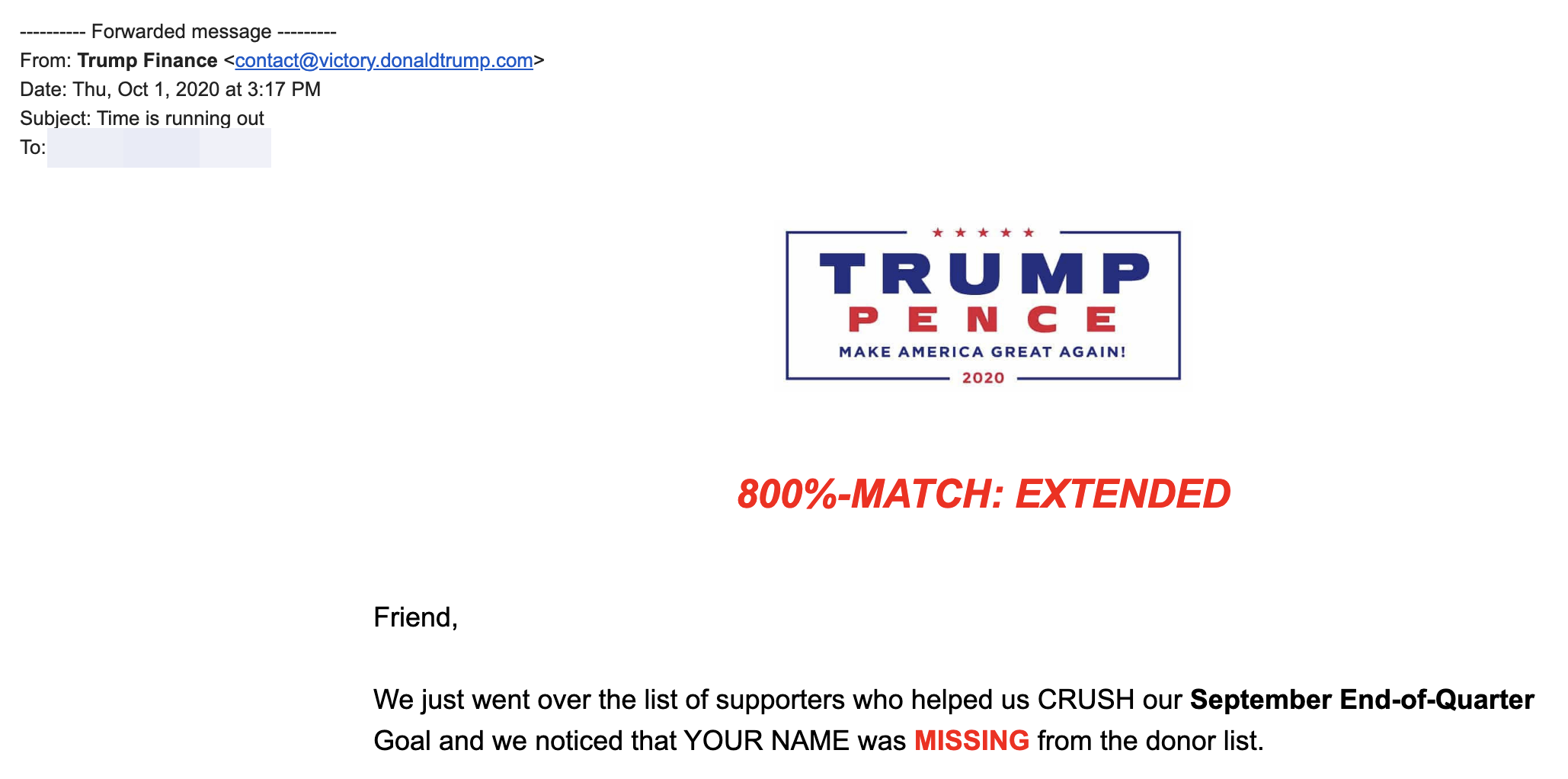 Did Trump Campaign Send Fundraising Emails With the Date 'September ...