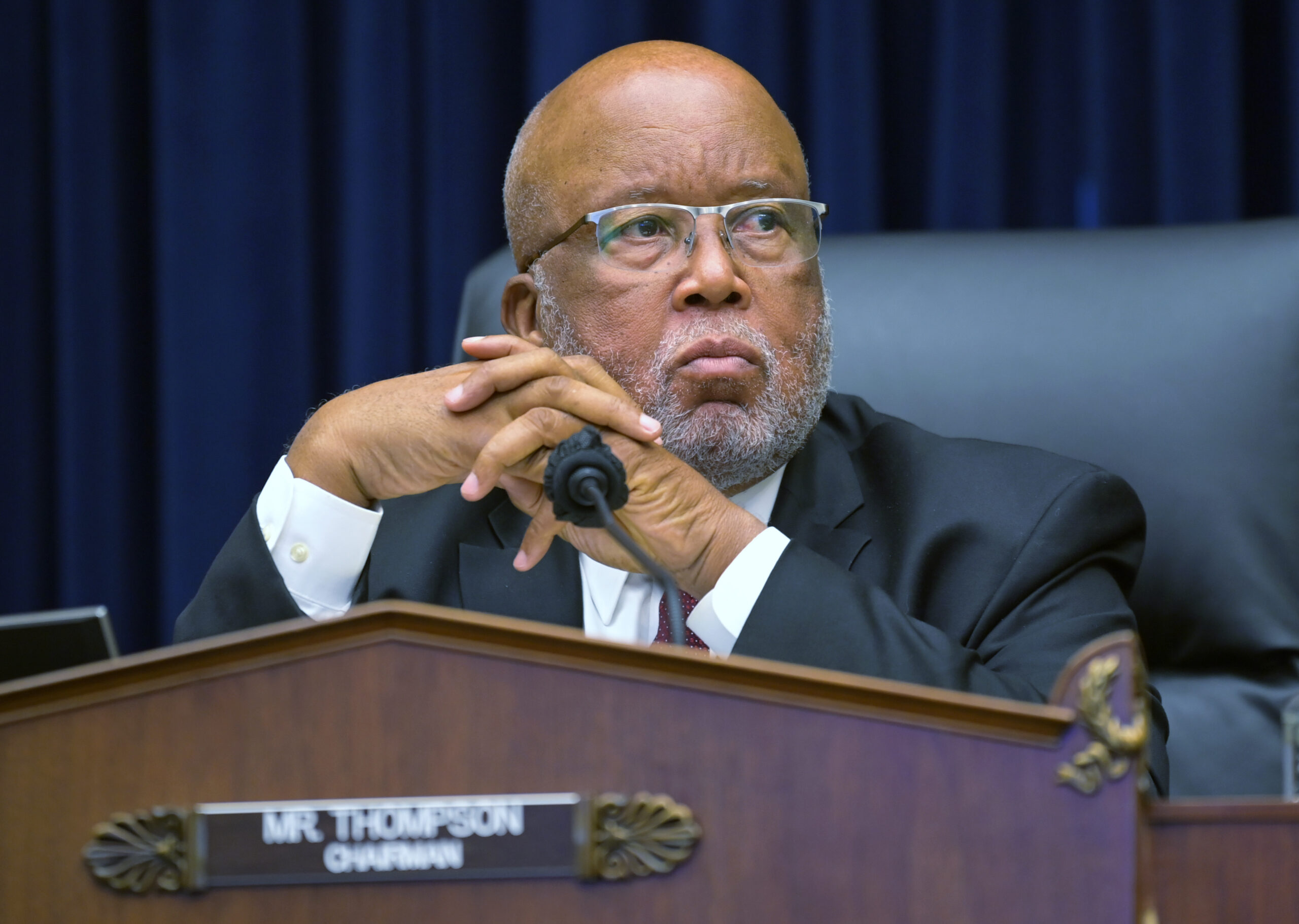 FILE - In this Sept. 17, 2020 file photo, Committee Chairman Rep. Bennie Thompson, D-Miss., speaks during a House Committee on Homeland Security hearing on 'worldwide threats to the homeland', on Capitol Hill Washington. Thompson has sued former President Donald Trump, alleging Trump incited the deadly insurrection at the U.S. Capitol. The lawsuit in Washington's federal court alleges the Republican former president conspired with members of far-right extremist groups to prevent the Senate from certifying the results of the presidential election he lost to Joe Biden. The suit also names as defendants Trump's personal lawyer Rudy Giuliani and groups including the Proud Boys and the Oath Keepers, both of which had members alleged to have taken part in the siege.(John McDonnell/The Washington Post via AP, Pool)