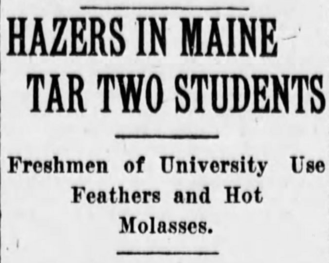 newspaper headline of black students tarred and feathered