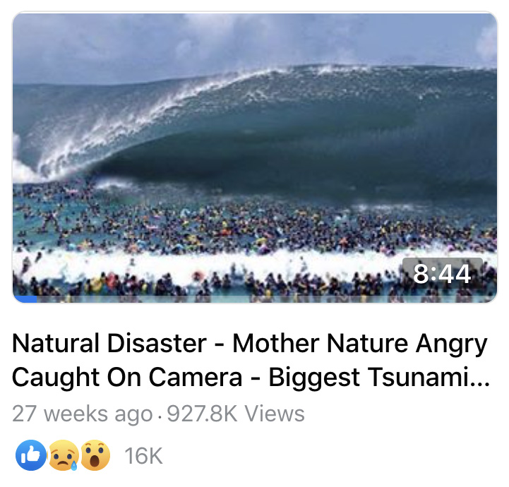 huge tidal wave massive big ocean beach crowded people tsunami