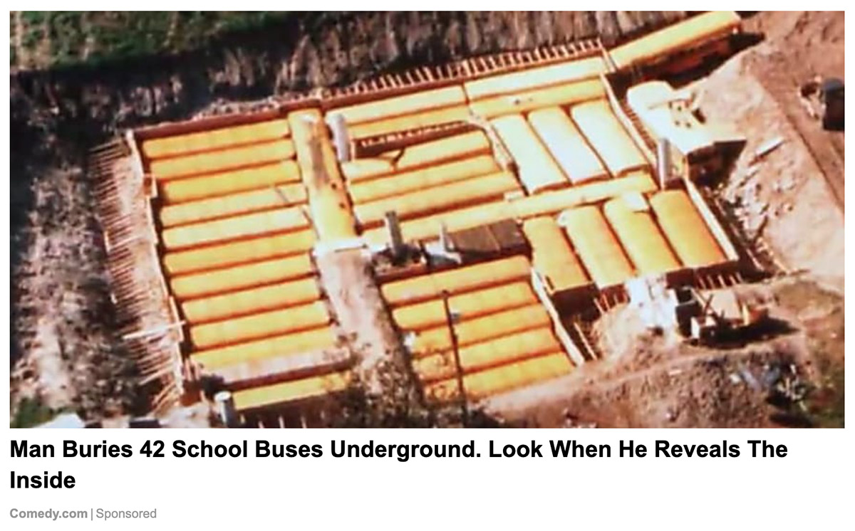 It's true that a man in Canada buried 42 school buses underground for a nuclear fallout shelter.